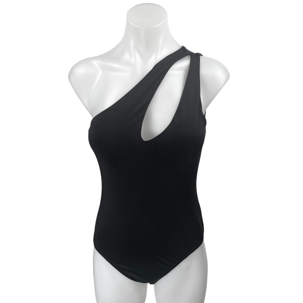 White Fox Black Sleeveless One Shoulder Cutout Cami Camisole Bodysuit Tank Top M